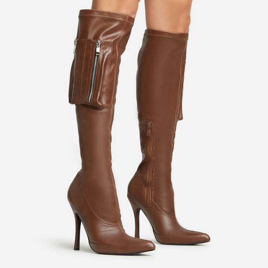 Thigh-High Pocket Stiletto Boots