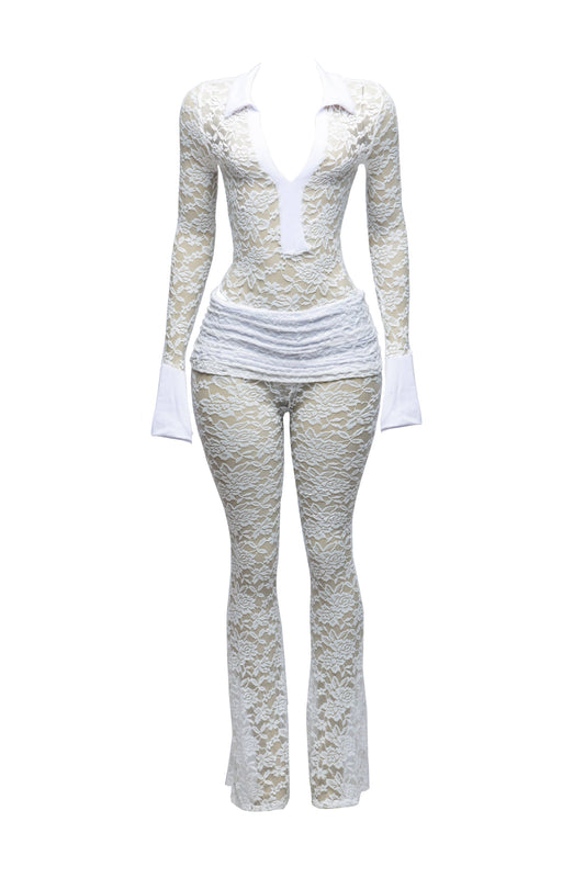 Lace bodysuit & pants set