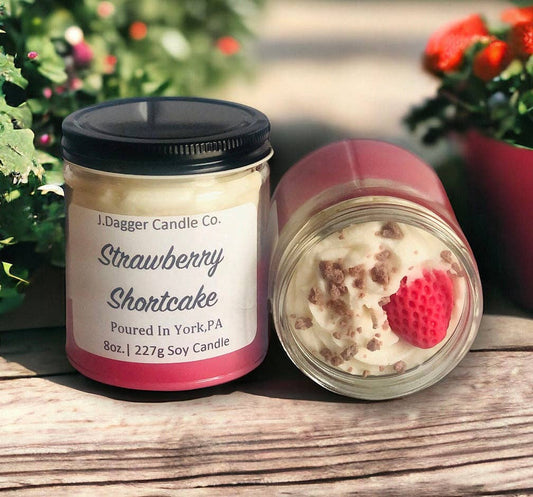 Mini Strawberry Shortcake Soy Dessert Candle , 8oz.